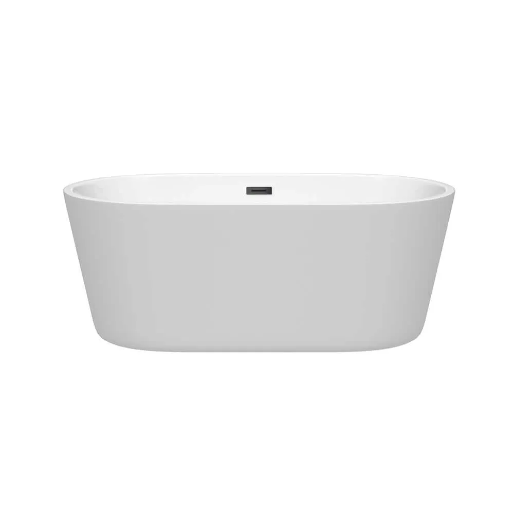Wyndham Collection Carissa 60 in. Acrylic Freestanding Bathtub with Matte Black Trim, photo 2 of 7