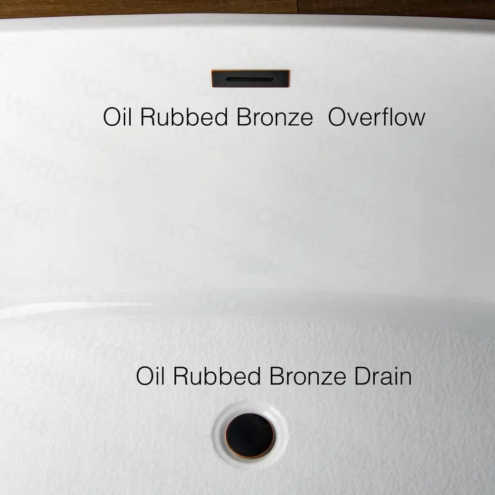 WOODBRIDGE 71 in. Acrylic FlatBottom Double-Ended Freestanding Bathtub, Oil-Rubbed Bronze Overflow & Drain, White, photo 7 of 8