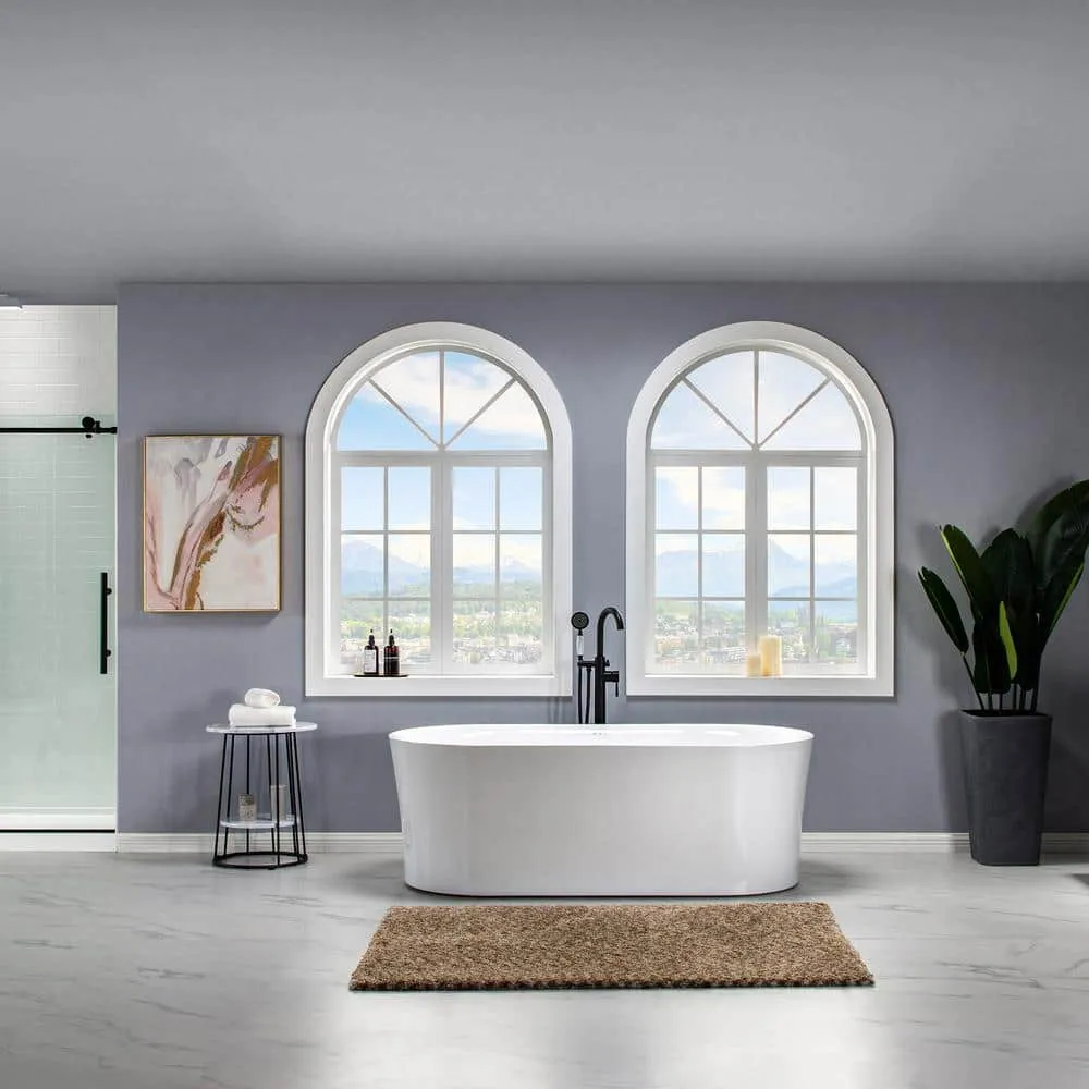 WOODBRIDGE Diana 67 in. Acrylic Freestanding Double-Ended Air Bath Bathtub with Drain & Overflow, White, photo 22 of 23