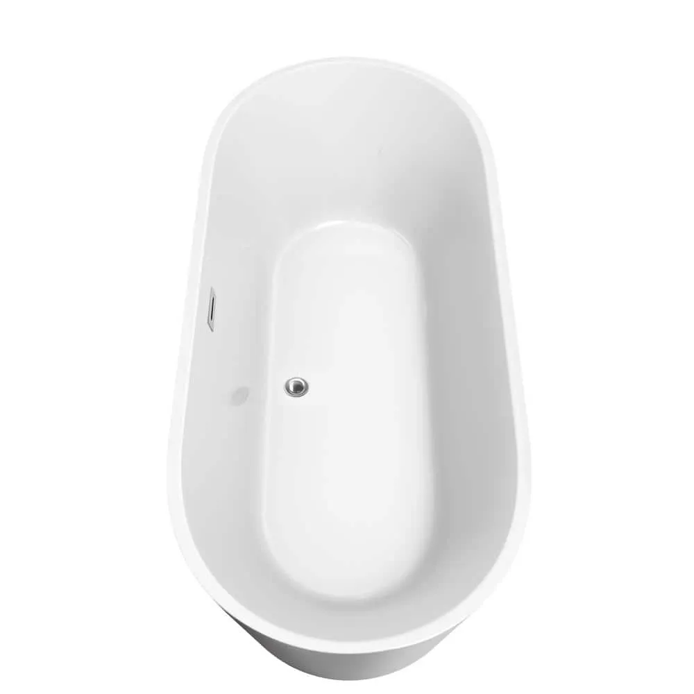 Wyndham Collection Carissa 5.9 ft. Acrylic Freestanding Bathtub with Chrome Trim, photo 3 of 6