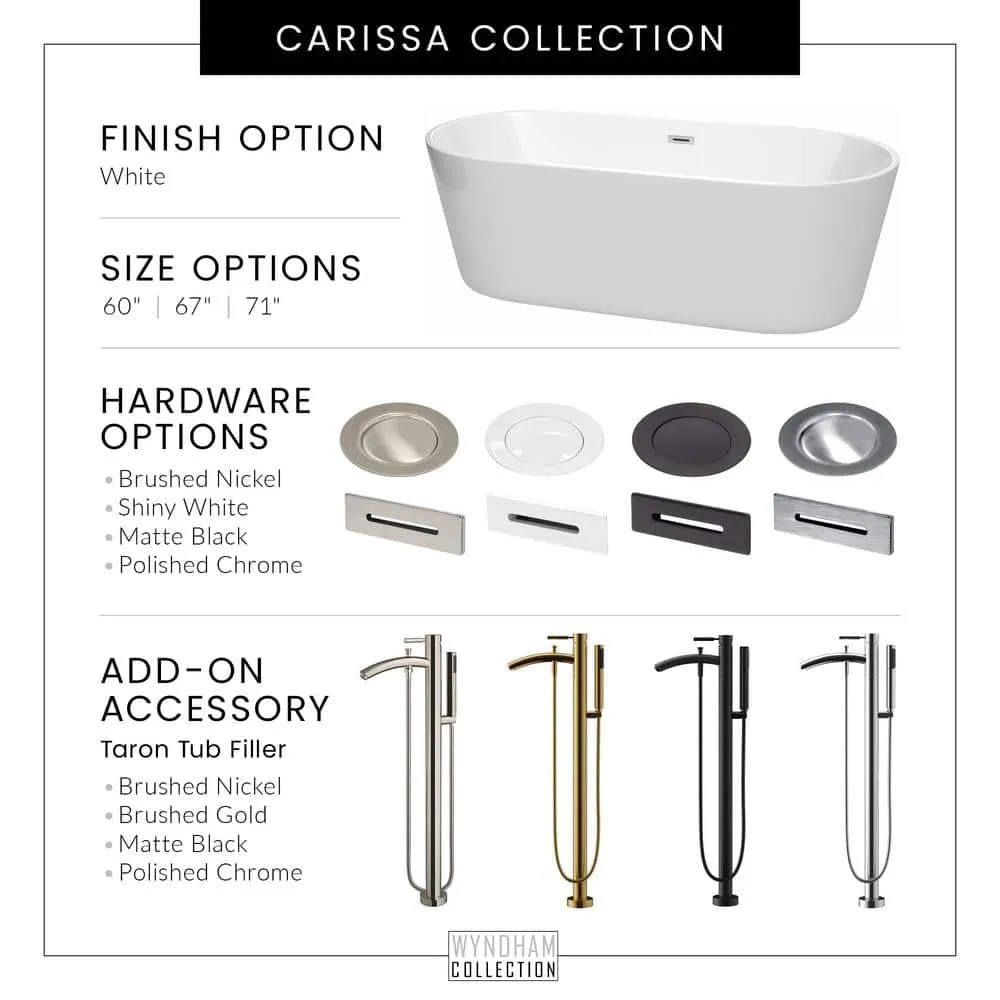 Wyndham Collection Carissa 5.9 ft. Acrylic Freestanding Bathtub with Chrome Trim, photo 6 of 6