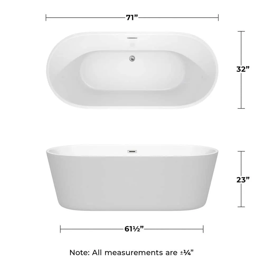 Wyndham Collection Carissa 5.9 ft. Acrylic Freestanding Bathtub with Chrome Trim, photo 5 of 6