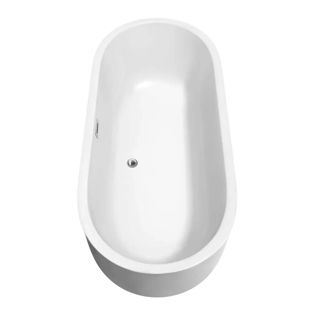 Wyndham Collection Juliette 5.9 ft Acrylic Freestanding Bathtub in White with Chrome Trim, photo 4 of 4