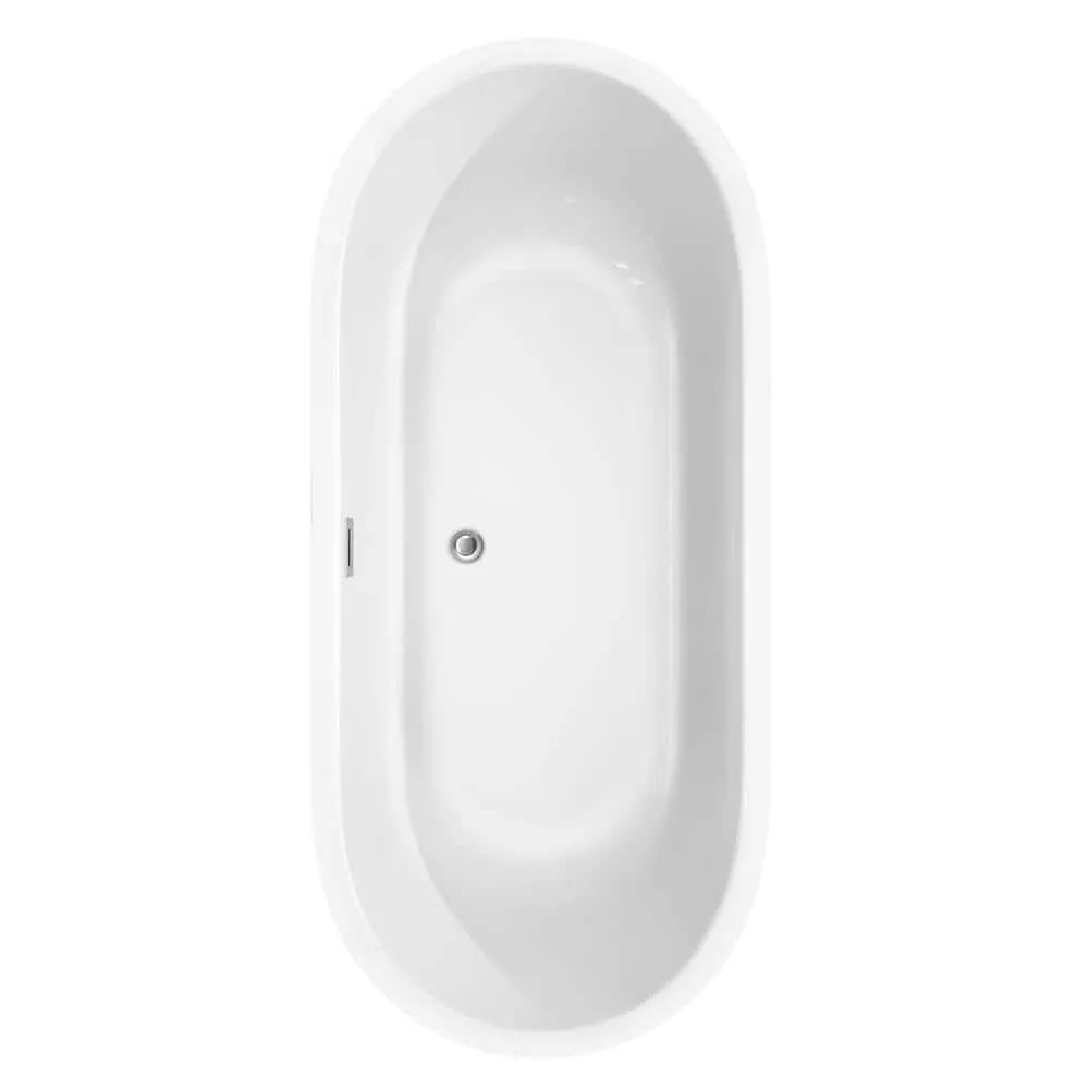Wyndham Collection Juliette 5.9 ft Acrylic Freestanding Bathtub in White with Chrome Trim, photo 3 of 4
