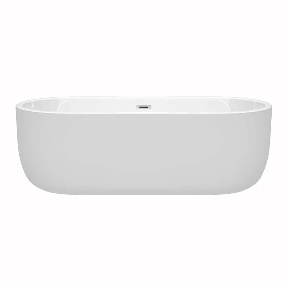 Wyndham Collection Juliette 5.9 ft Acrylic Freestanding Bathtub in White with Chrome Trim, photo 2 of 4