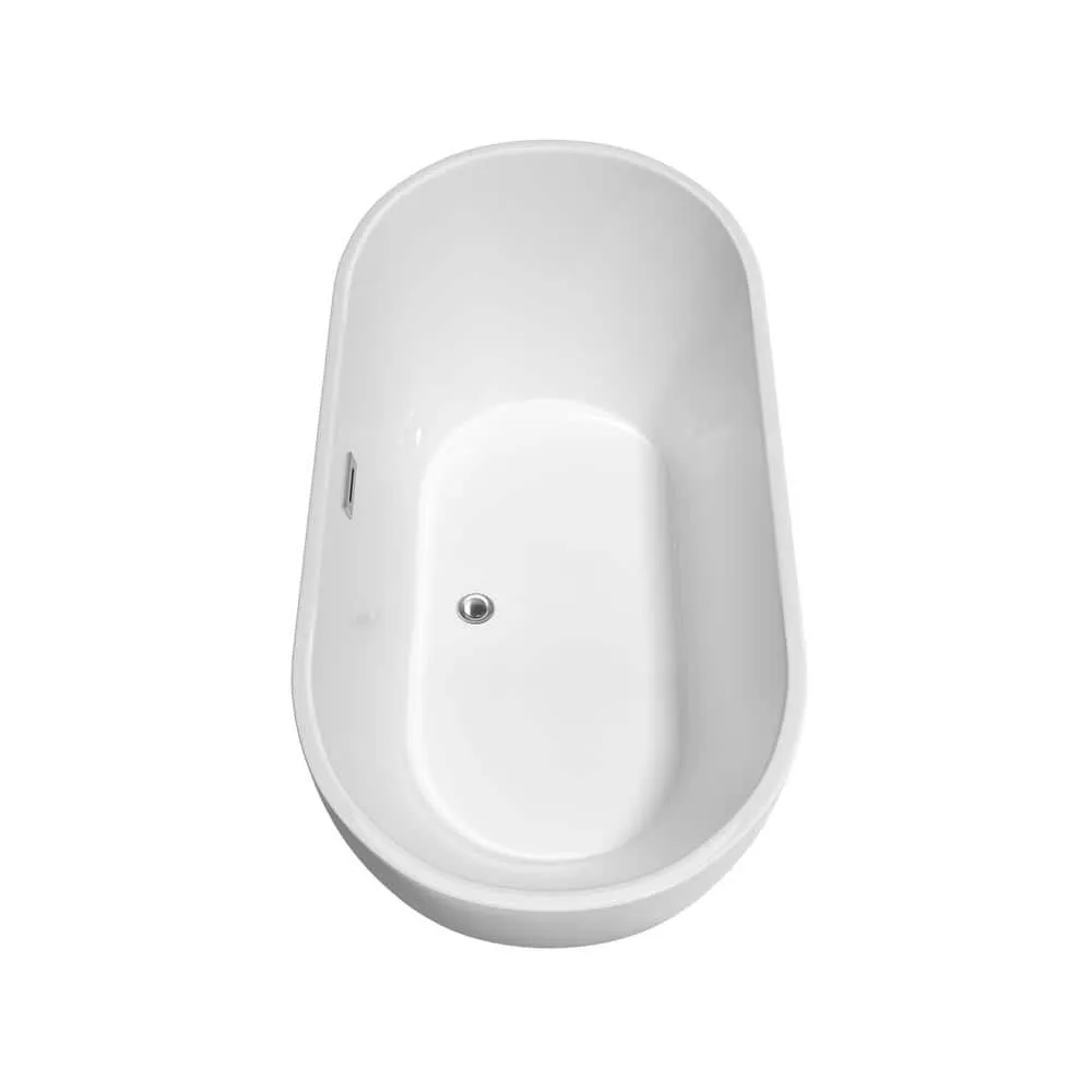 Wyndham Collection Brooklyn 60 in. Acrylic Freestanding Bathtub with Chrome Trim, photo 4 of 9