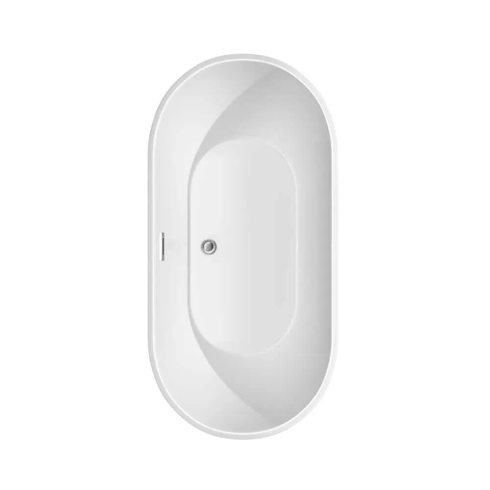 Wyndham Collection Brooklyn 60 in. Acrylic Freestanding Bathtub with Chrome Trim, photo 3 of 9