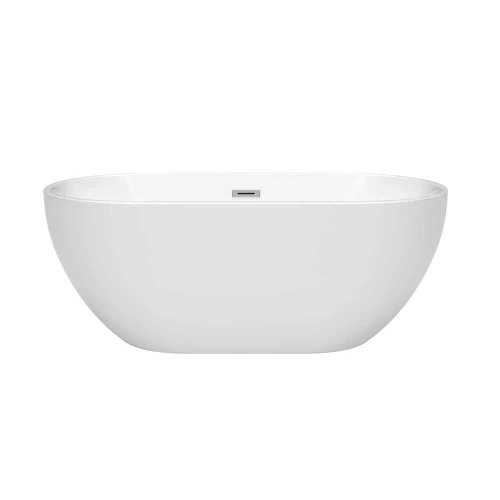 Wyndham Collection Brooklyn 60 in. Acrylic Freestanding Bathtub with Chrome Trim, photo 2 of 9