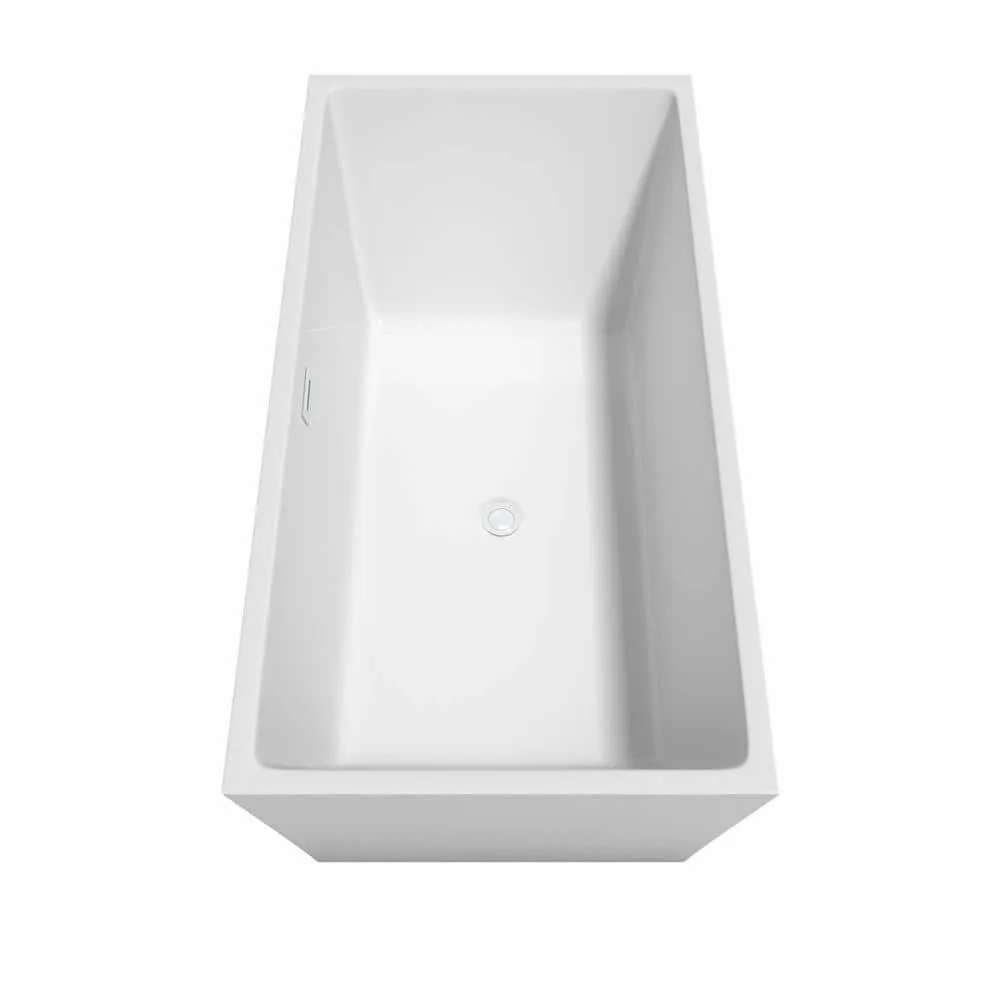 Wyndham Collection Sara 63 in. Acrylic Freestanding Bathtub with Shiny White Trim, photo 4 of 7