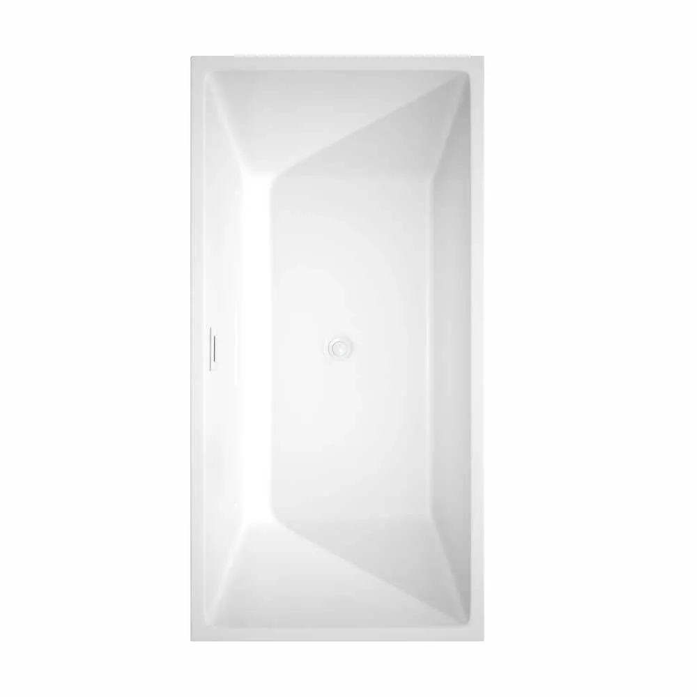 Wyndham Collection Sara 63 in. Acrylic Freestanding Bathtub with Shiny White Trim, photo 3 of 7