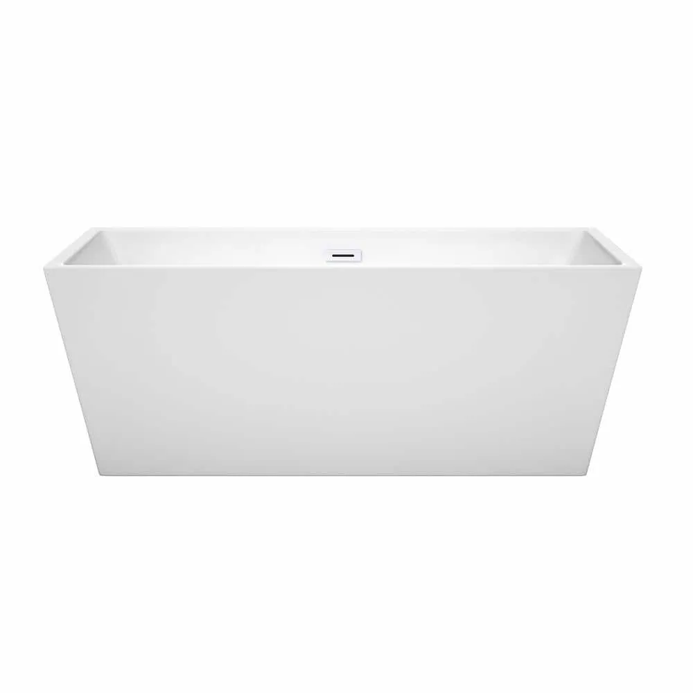 Wyndham Collection Sara 63 in. Acrylic Freestanding Bathtub with Shiny White Trim, photo 2 of 7