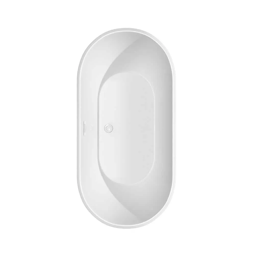 Wyndham Collection Brooklyn 60 in. Acrylic Freestanding Bathtub in White with Shiny Trim, photo 4 of 7