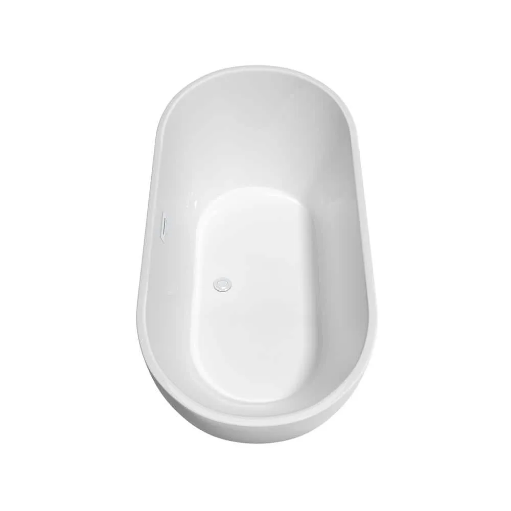 Wyndham Collection Brooklyn 60 in. Acrylic Freestanding Bathtub in White with Shiny Trim, photo 3 of 7