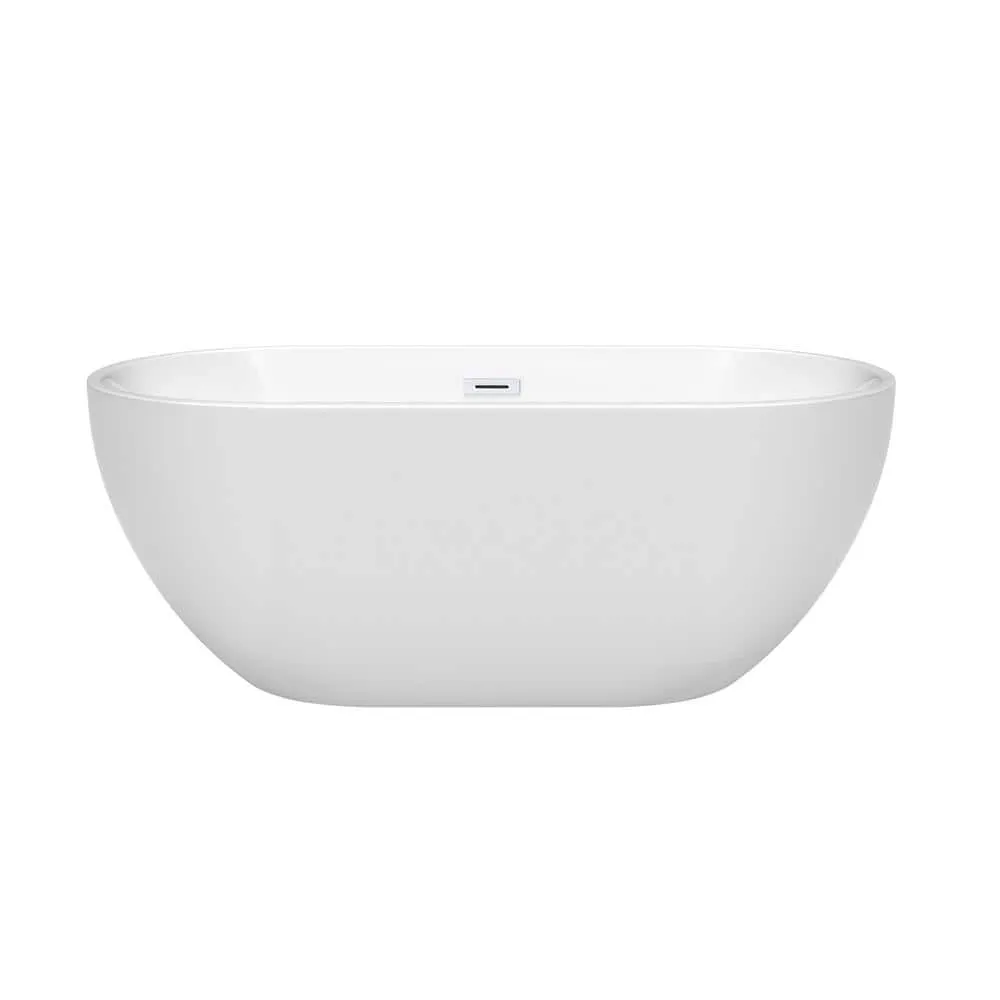 Wyndham Collection Brooklyn 60 in. Acrylic Freestanding Bathtub in White with Shiny Trim, photo 2 of 7