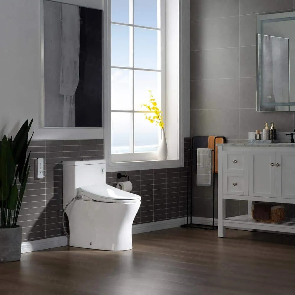 WOODBRIDGE Journey 1-Piece Dual Flush Elongated Smart Bidet Toilet in White, photo 4 of 10