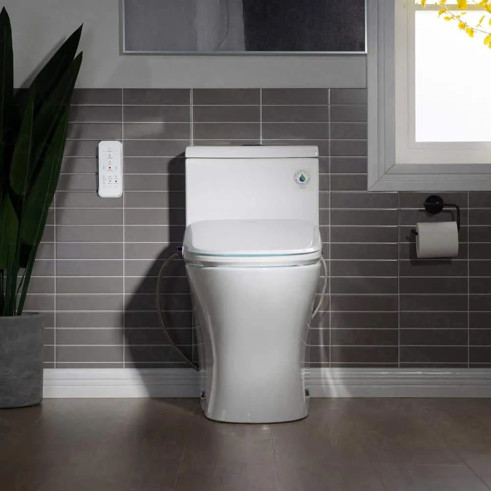 WOODBRIDGE Journey 1-Piece Dual Flush Elongated Smart Bidet Toilet in White, photo 2 of 10
