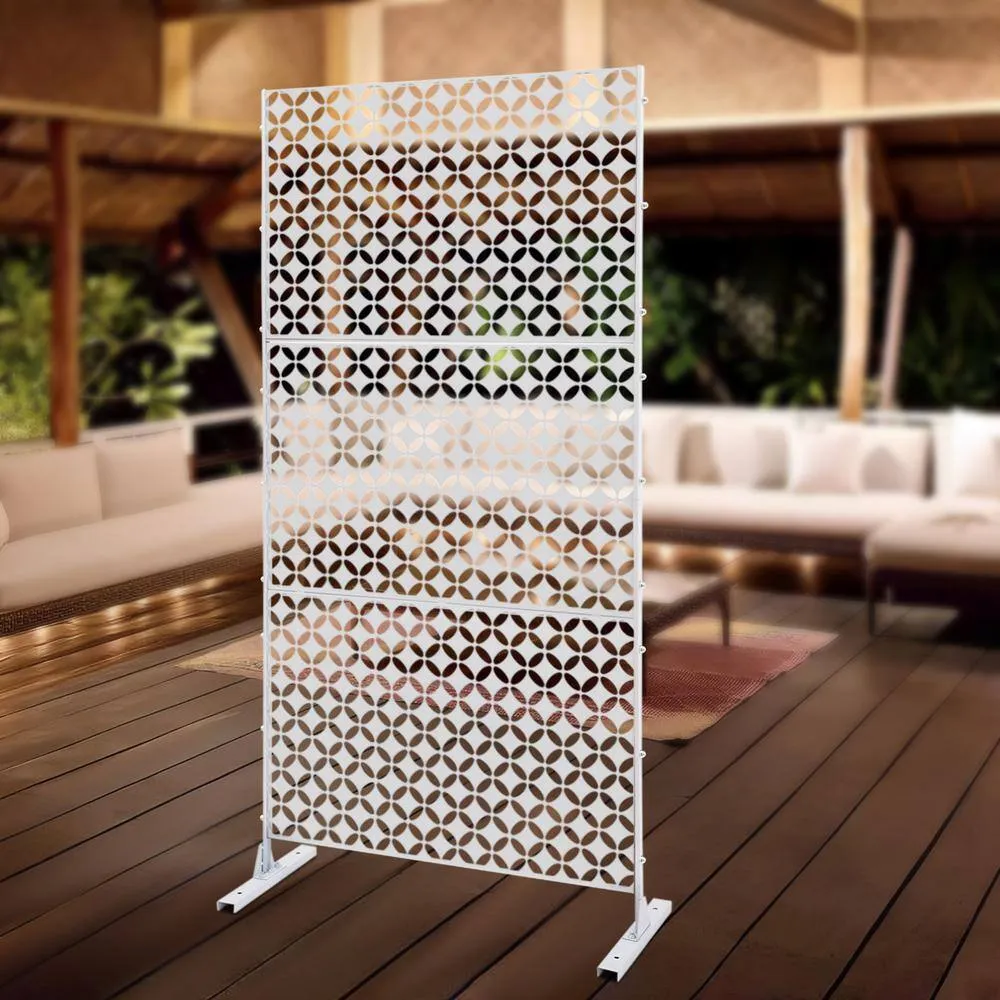 YIYIBYUS 6.2 ft. x 2.9 ft. White Metal Steel Outdoor/Indoor Room Divider Adjustable Height Garden Decorative Privacy Fence, photo 2 of 9