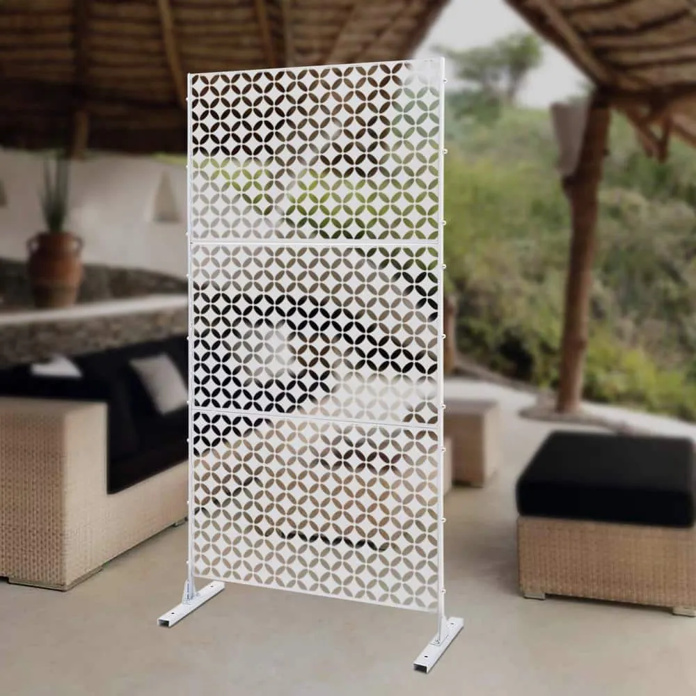YIYIBYUS 6.2 ft. x 2.9 ft. White Metal Steel Outdoor/Indoor Room Divider Adjustable Height Garden Decorative Privacy Fence, photo 6 of 9