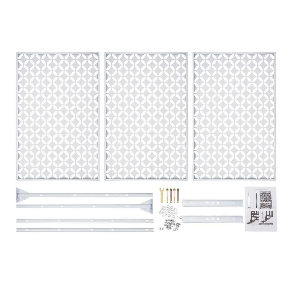 YIYIBYUS 6.2 ft. x 2.9 ft. White Metal Steel Outdoor/Indoor Room Divider Adjustable Height Garden Decorative Privacy Fence, photo 7 of 9