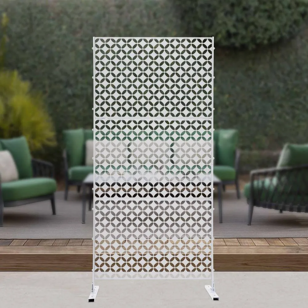 YIYIBYUS 6.2 ft. x 2.9 ft. White Metal Steel Outdoor/Indoor Room Divider Adjustable Height Garden Decorative Privacy Fence, photo 5 of 9