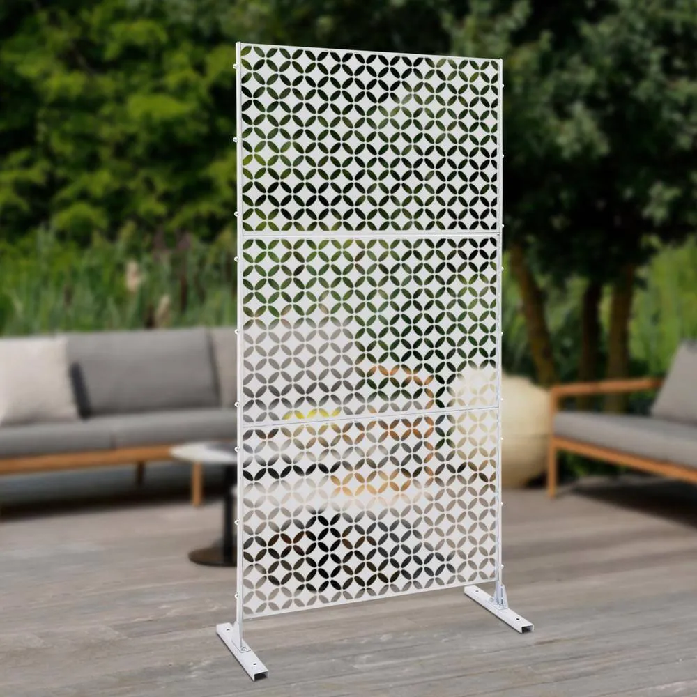 YIYIBYUS 6.2 ft. x 2.9 ft. White Metal Steel Outdoor/Indoor Room Divider Adjustable Height Garden Decorative Privacy Fence, photo 3 of 9