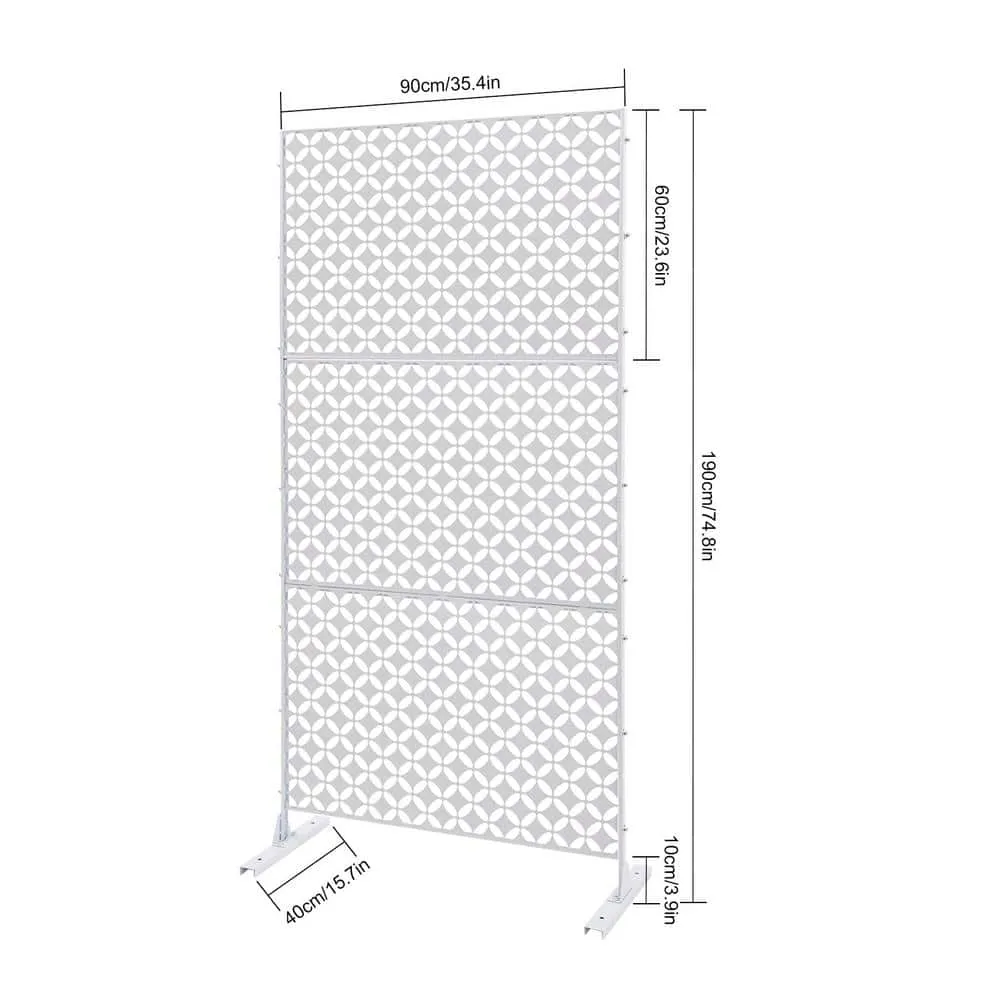 YIYIBYUS 6.2 ft. x 2.9 ft. White Metal Steel Outdoor/Indoor Room Divider Adjustable Height Garden Decorative Privacy Fence, photo 4 of 9