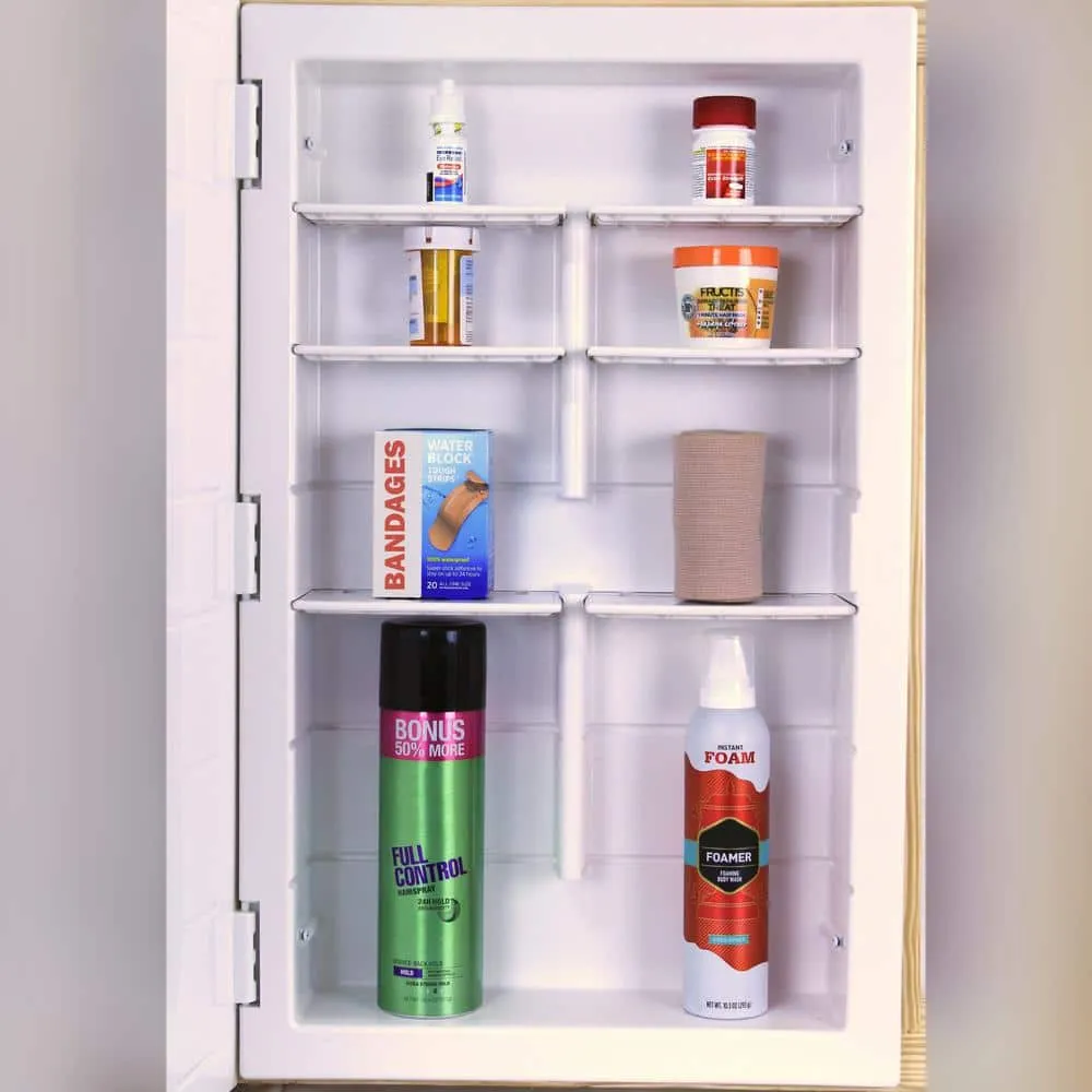 ZACA SPACECAB Media 16 in. x 26 in. x 3-1/2 in. Frameless Recessed 1-Door Medicine Cabinet with 6-Shelves and Polished Edge Mirror, photo 6 of 11