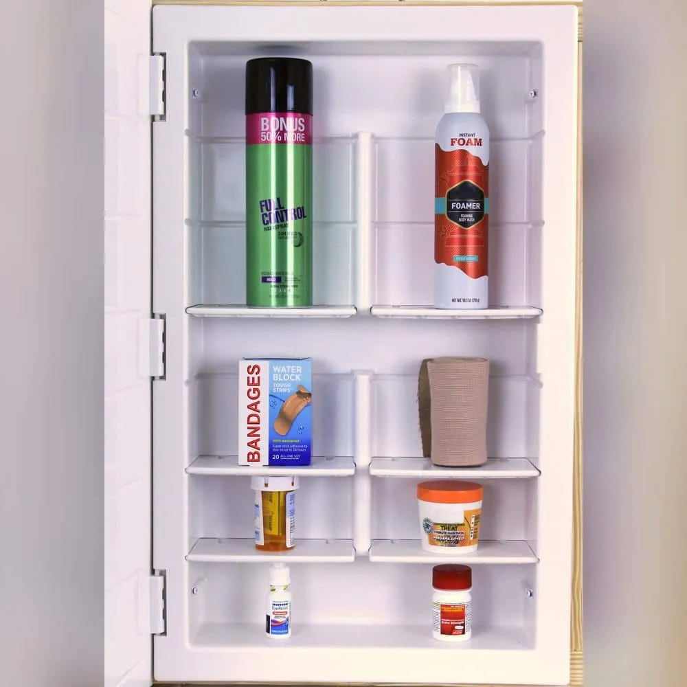 ZACA SPACECAB Media 16 in. x 26 in. x 3-1/2 in. Frameless Recessed 1-Door Medicine Cabinet with 6-Shelves and Polished Edge Mirror, photo 7 of 11