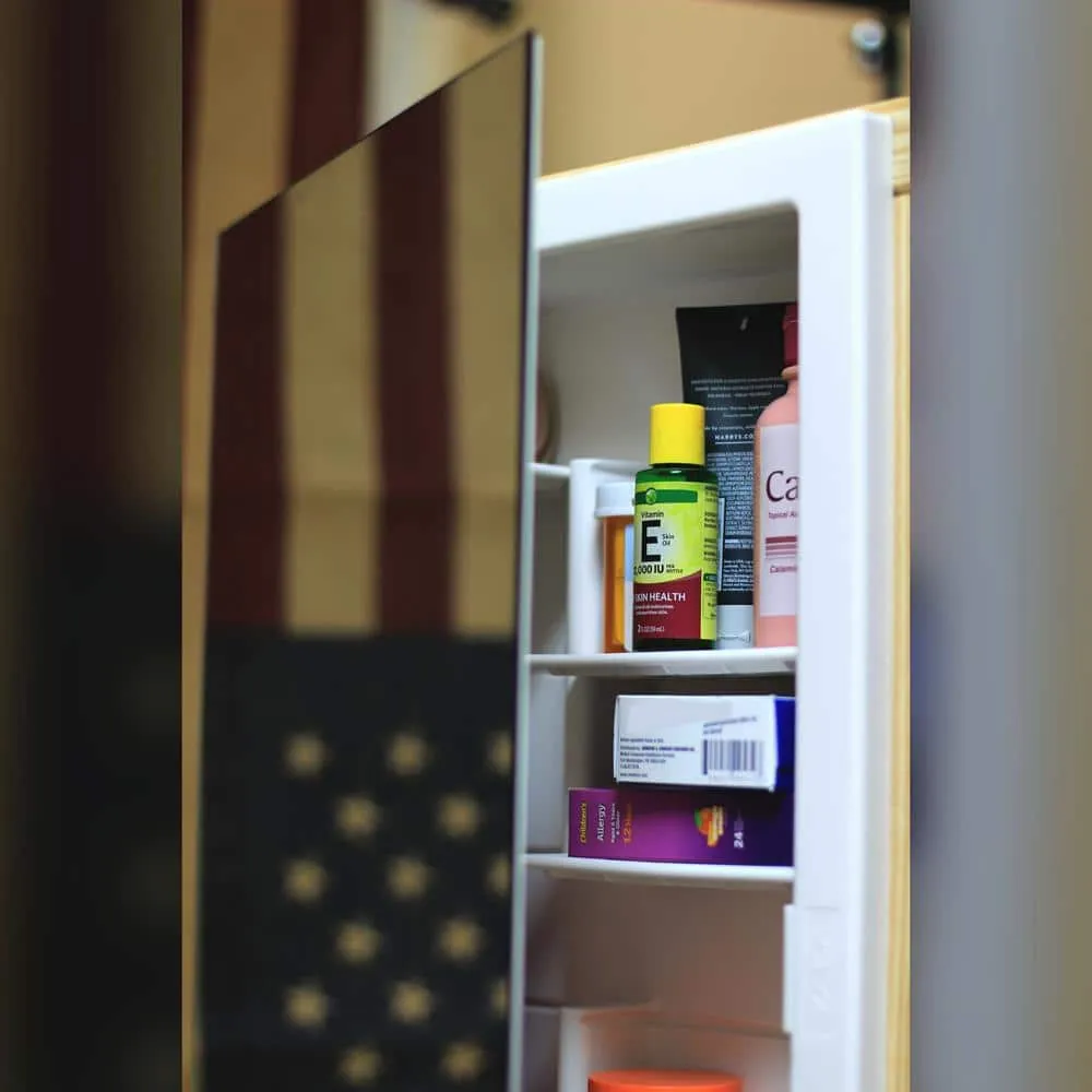 ZACA SPACECAB Media 16 in. x 26 in. x 3-1/2 in. Frameless Recessed 1-Door Medicine Cabinet with 6-Shelves and Polished Edge Mirror, photo 4 of 11