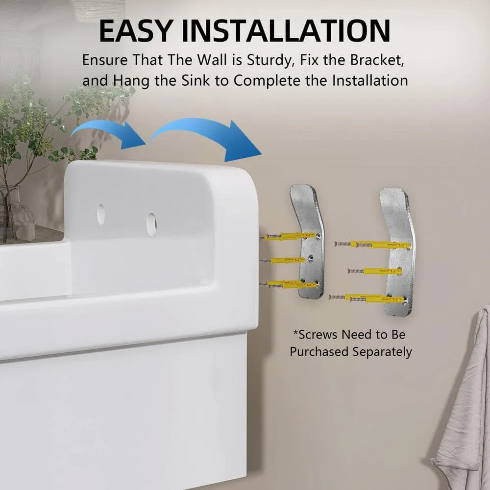 Zeafive 24 in. W x 20 in. D Wall Mount/Freestanding Laundry/Utility Sink in White Farmhouse Sink With Overflow and Sink Strainer, photo 13 of 13