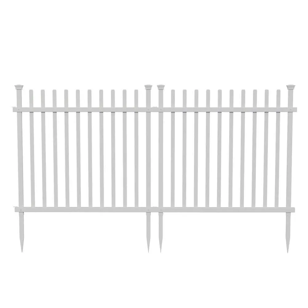 Zippity Outdoor Products 3.4 ft. x 3.7 ft. Burbank No-Dig Vinyl Garden Picket Fence Panel (2-Pack), photo 5 of 10