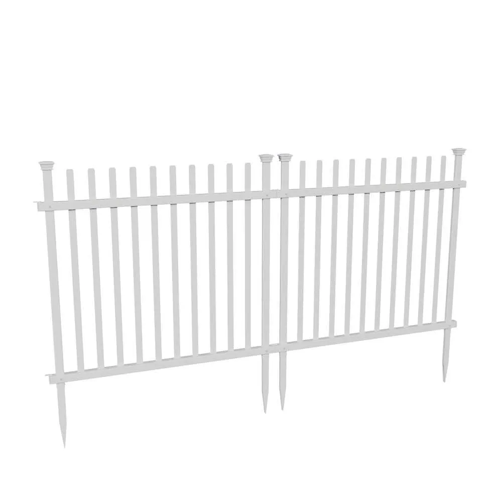Zippity Outdoor Products 3.4 ft. x 3.7 ft. Burbank No-Dig Vinyl Garden Picket Fence Panel (2-Pack), photo 9 of 10