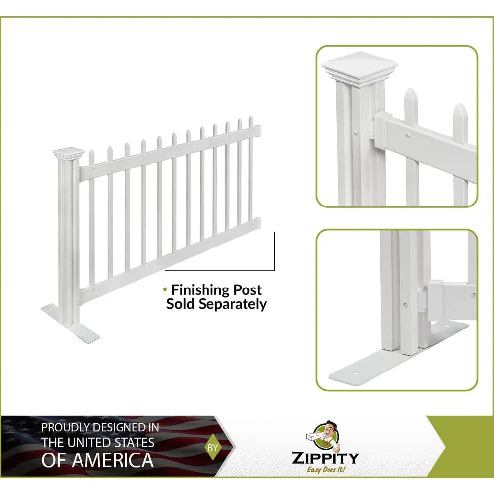Zippity Outdoor Products 3.2 ft. H x 5.5 ft. W Kensington Hinged White Vinyl Spaced Picket Portable Event Fence Kit, photo 3 of 9