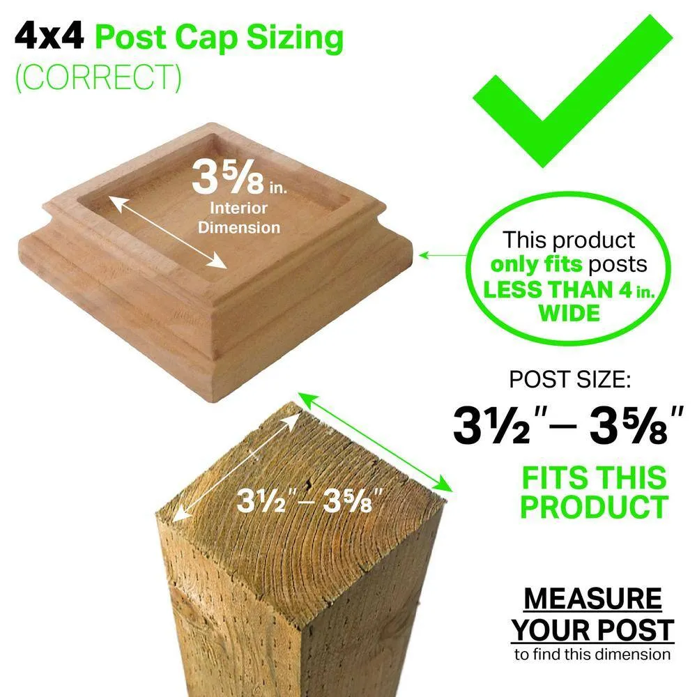 Protectyte Miterless 4 in. x 4 in. Untreated Wood Slip Over Fence Post Cap with Stainless Steel Pyramid, photo 4 of 5