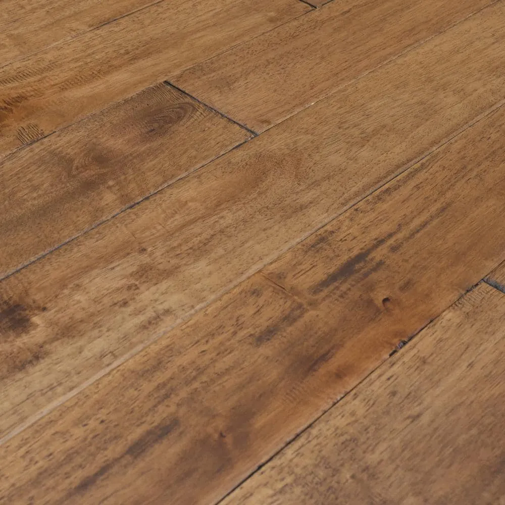 ASPEN FLOORING Woodside Caucho Wood 3/4 in. T x 4.5 in. W Light Distressed Solid Hardwood Flooring (21.82 sqft/case), photo 4 of 5
