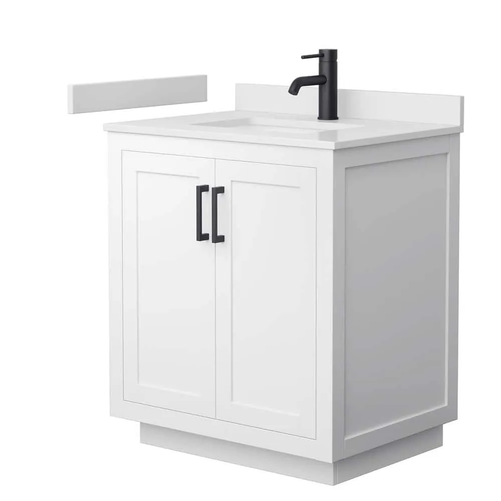 Wyndham Collection Miranda 30" Single Bath Vanity in White with Cultured Marble Top, photo 5 of 5