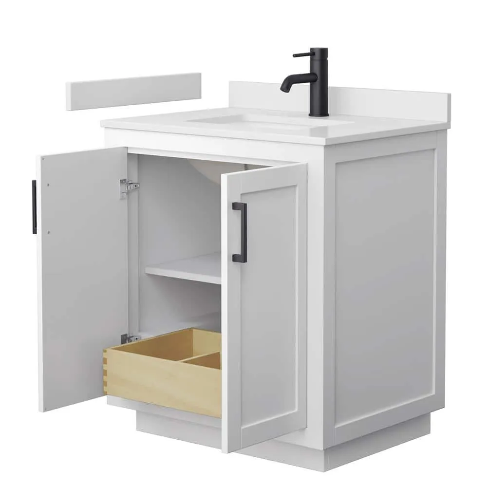 Wyndham Collection Miranda 30" Single Bath Vanity in White with Cultured Marble Top, photo 3 of 5