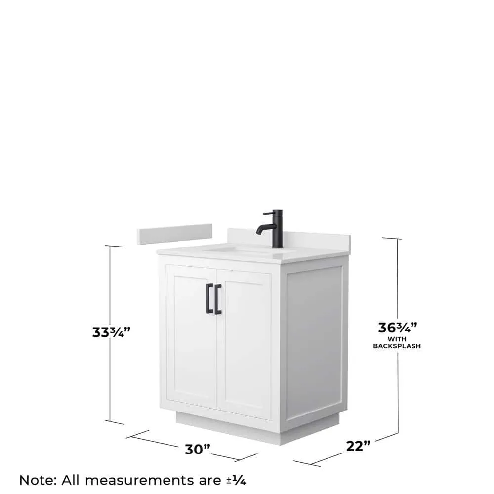Wyndham Collection Miranda 30" Single Bath Vanity in White with Cultured Marble Top, photo 2 of 5