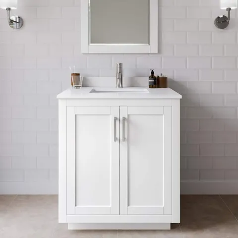 Miranda 30" White Bath Vanity with Cultured Marble Top
