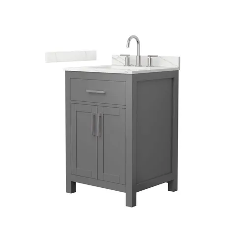 Beckett 24" Freestanding Dark Gray Bath Vanity with Quartz Top