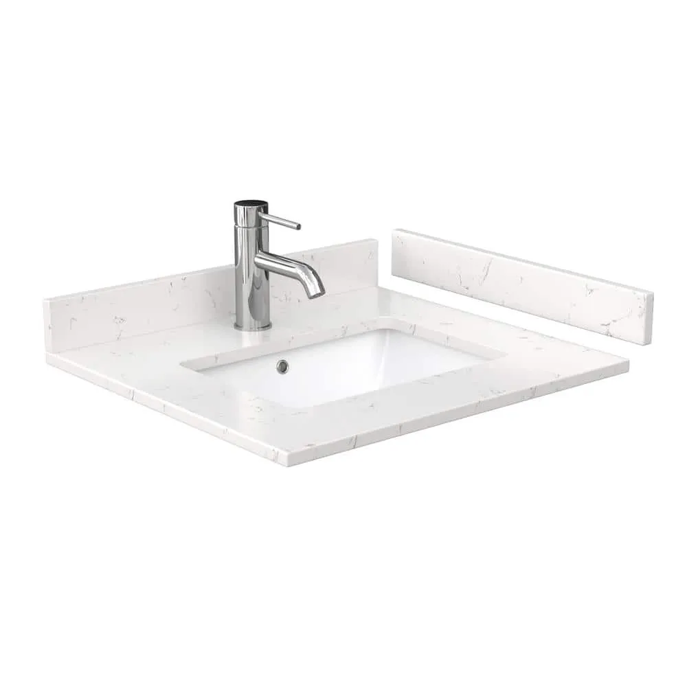 Wyndham Collection Beckett 24" Bathroom Vanity in White with Carrara Marble Top, photo 4 of 5