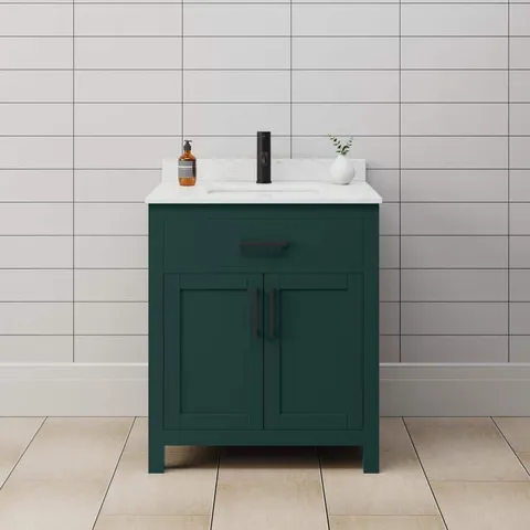 Beckett 30" Green Bathroom Vanity with Marble Top