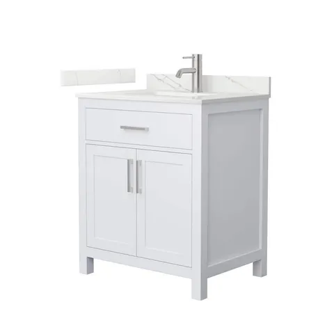 Beckett 30 in. Freestanding White Bath Vanity with Quartz Top