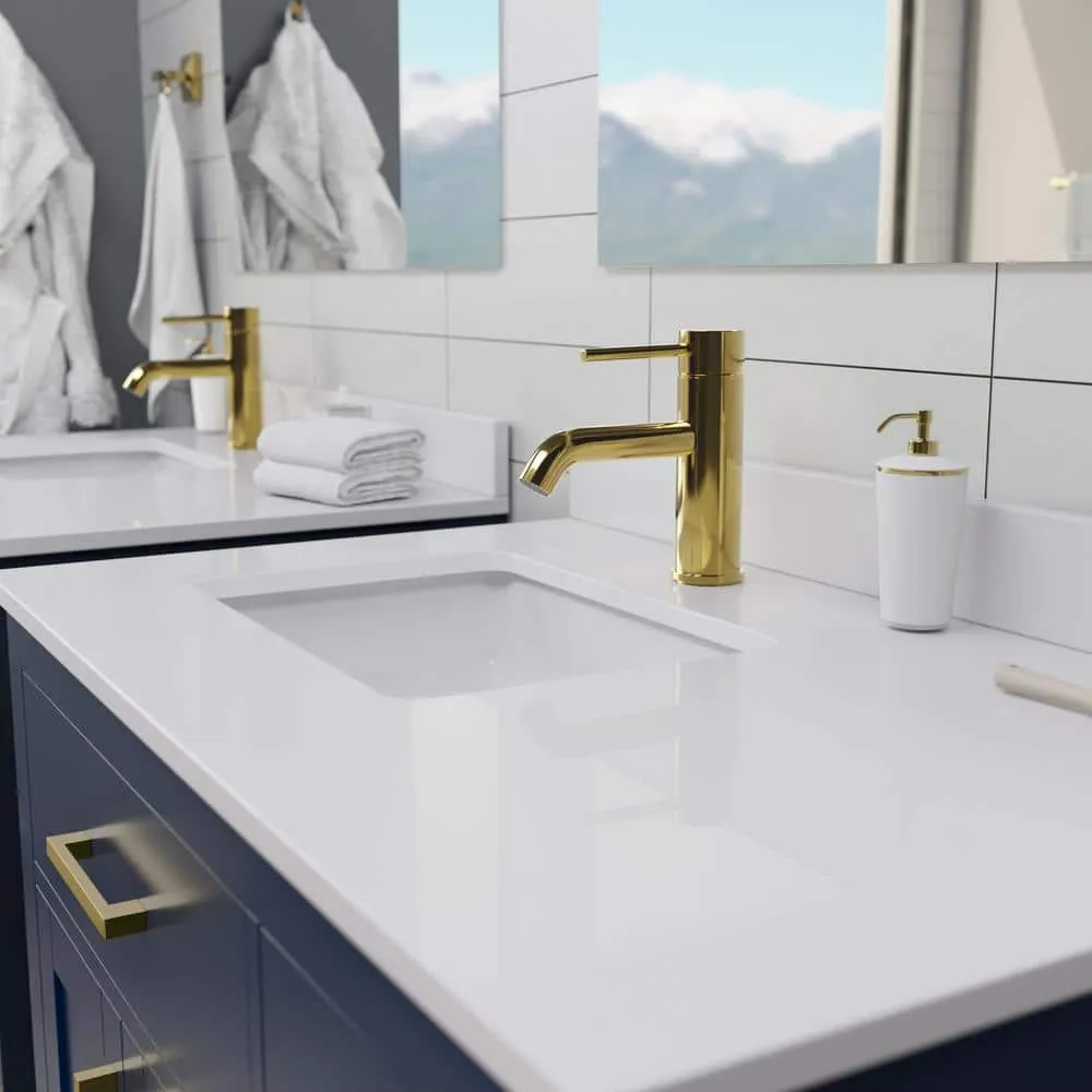 Wyndham Collection Beckett 36" Single Sink Bathroom Vanity in Dark Blue with Cultured Marble Top, photo 4 of 7