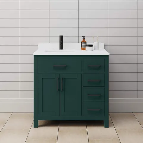 Beckett 36" Green Bathroom Vanity with Marble Top