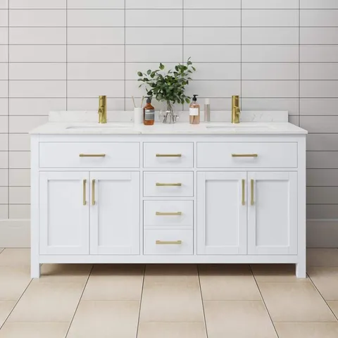 Beckett 66" Double Bath Vanity with Cultured Marble Top