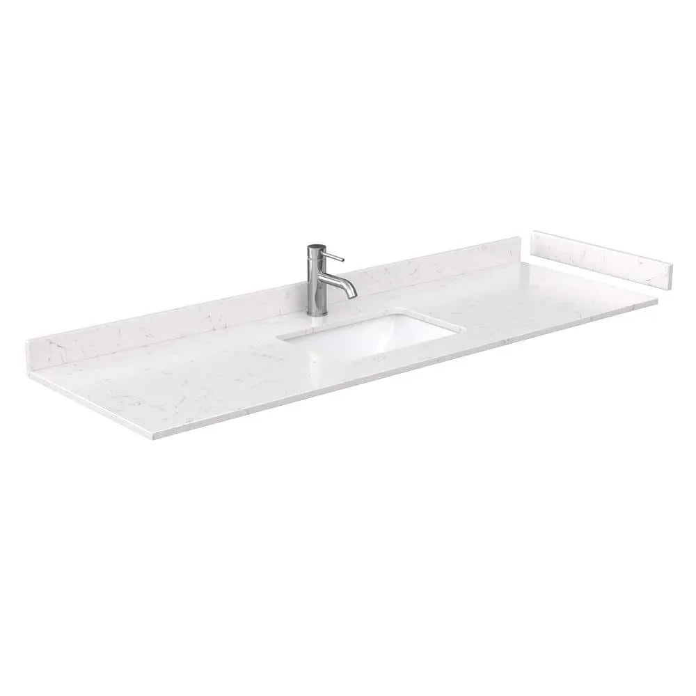 Wyndham Collection Beckett 66" Single Sink Bathroom Vanity in Dark Gray with Carrara Cultured Marble Top, photo 6 of 7