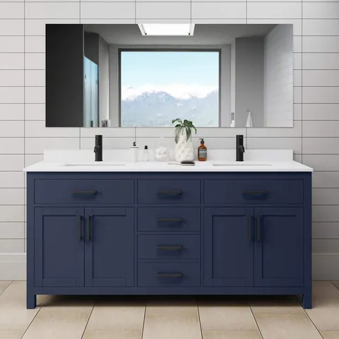 Beckett 72" Double Sink Vanity in Dark Blue