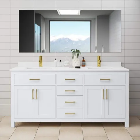 Beckett 72" Double Sink Vanity with Marble Top