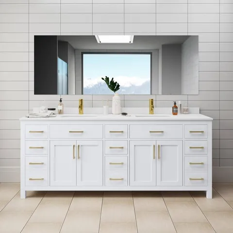 Beckett 84" Double Sink Vanity with Cultured Marble Top